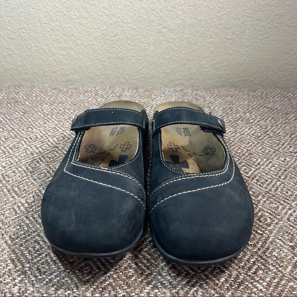 Dr Andrew Weil Clog Mules Womens Sz US 9 EU 40 Black Suede Leather Floral Boho - Picture 4 of 8